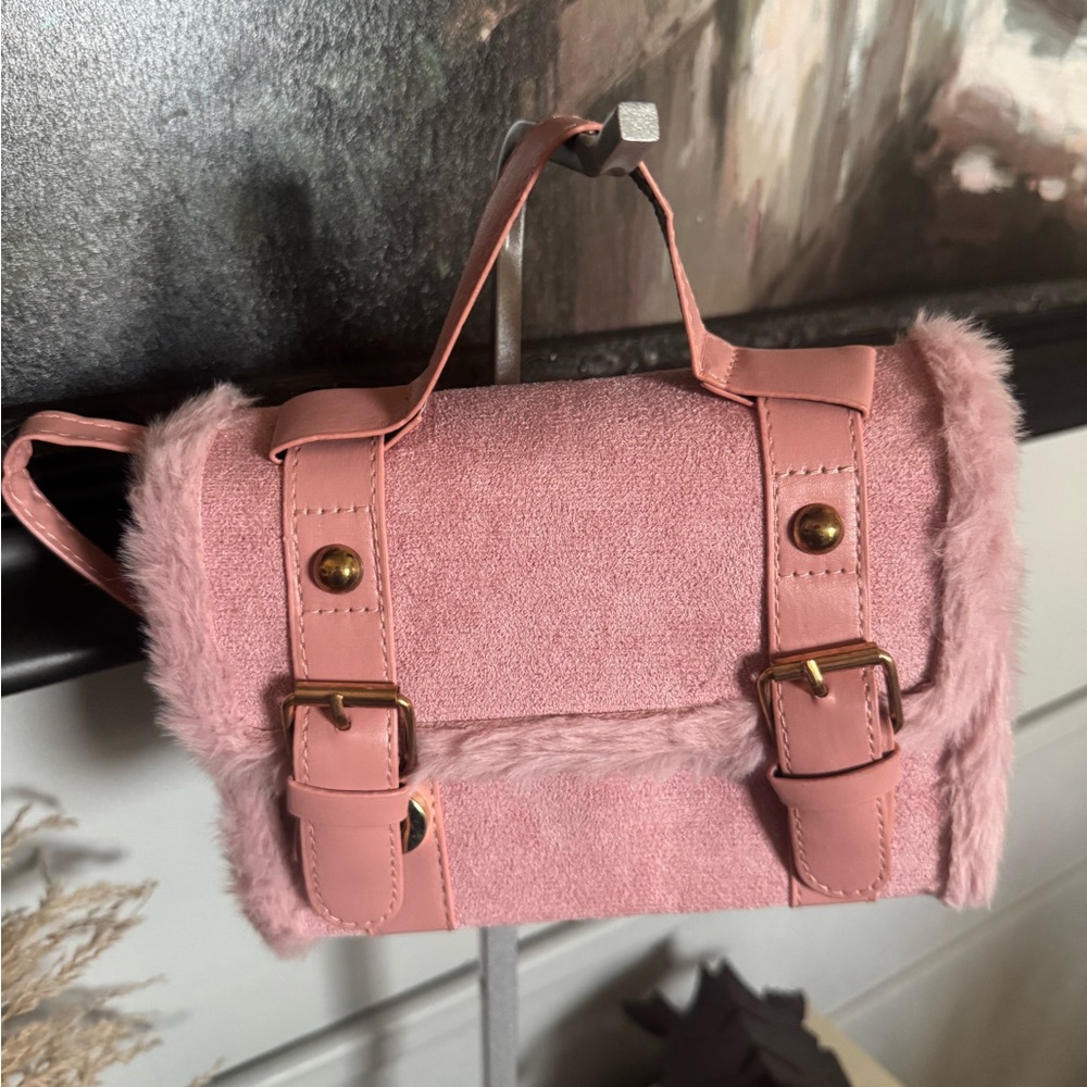 Pink Faux Fur Women's Bag